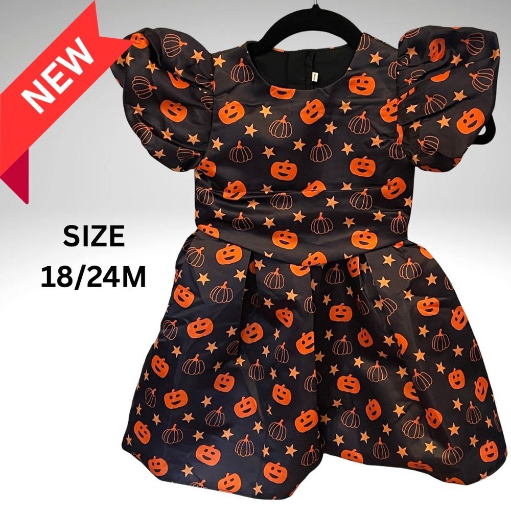 Pumpkin Print Kids Costume Dress